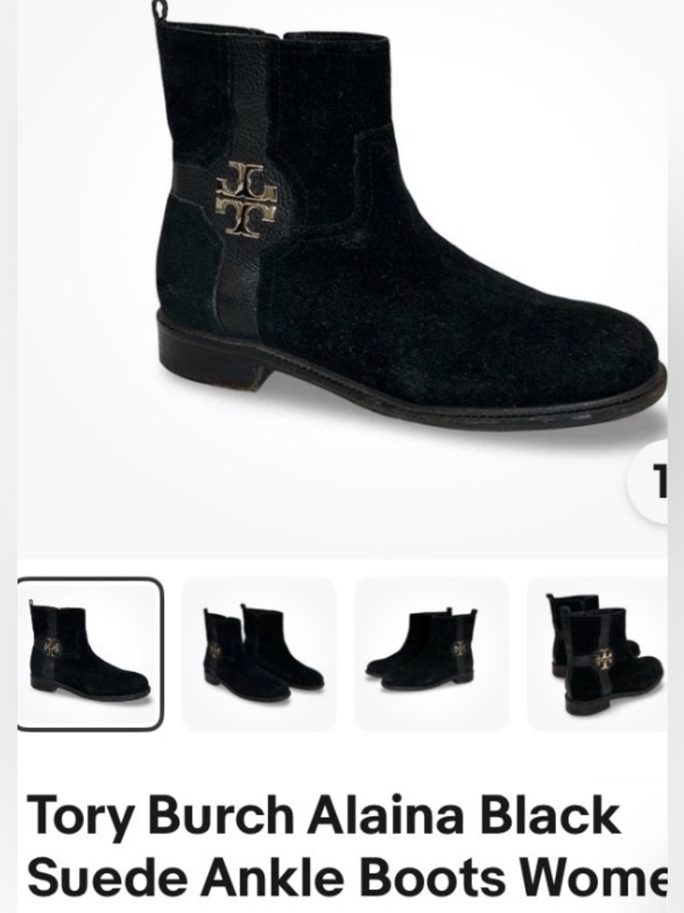 Tory Burch Alaina black Suede ankle boots, size 8 gentle worn, Made in Brazil